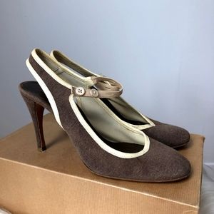 Prada Canvas Slingback Heels